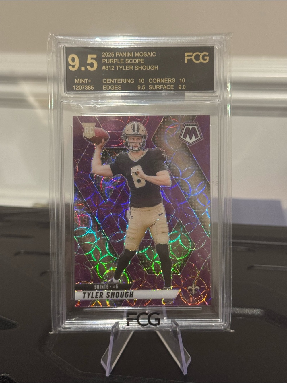 🔥 2025 Tyler Shough Panini Mosaic Purple Scope Prizm Tookie Card. FCG 9.5